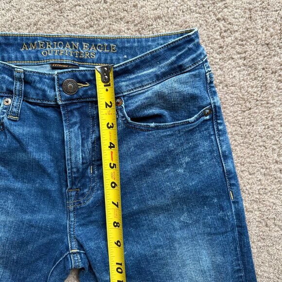 American Eagle Jeans Mens 28x29 Slim Straight Blue Light Wash Denim Mid Rise - Picture 10 of 14